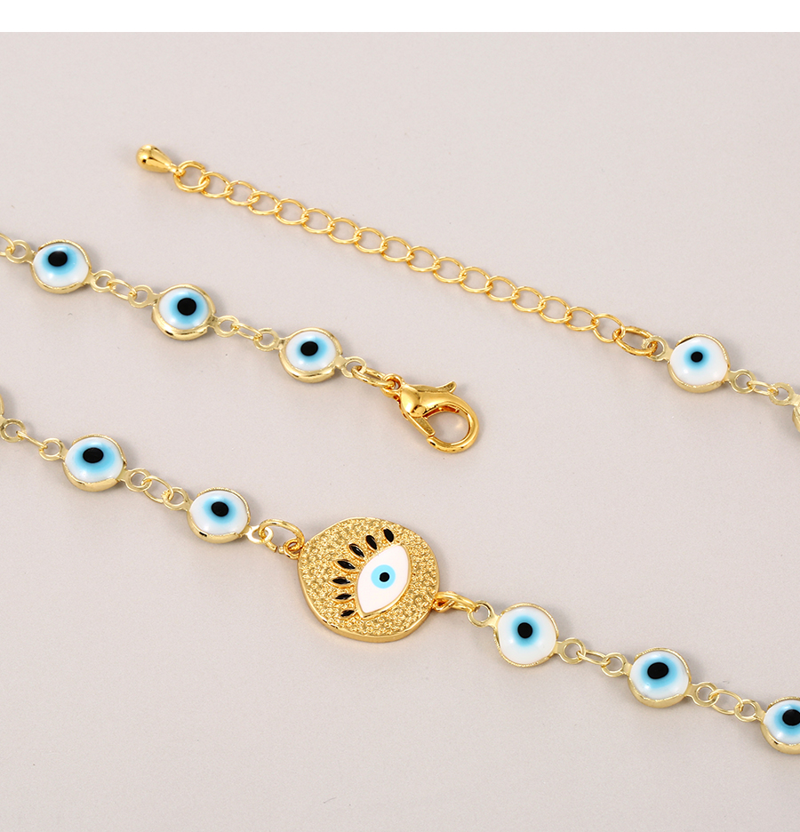Fashion Golden-2 Copper Inlaid Zirconium Drop Oil Eye Love Necklace,Necklaces