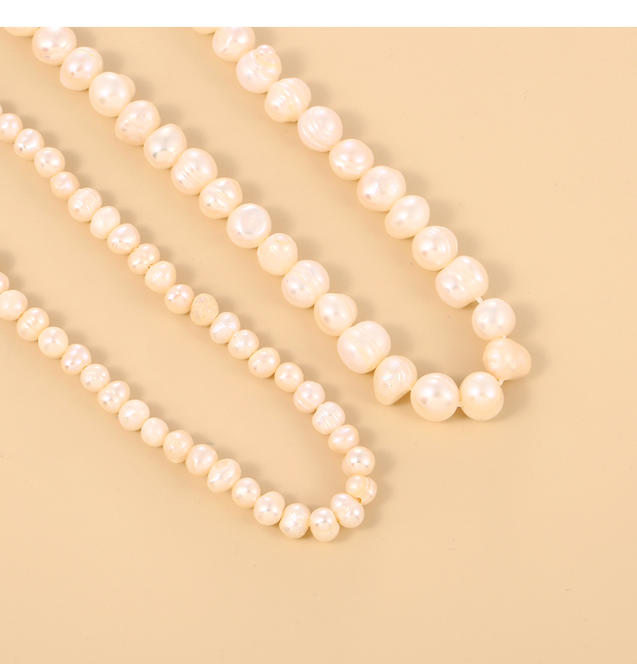 Fashion Milky White-2 Irregular Pearl Beaded Necklace,Beaded Necklaces