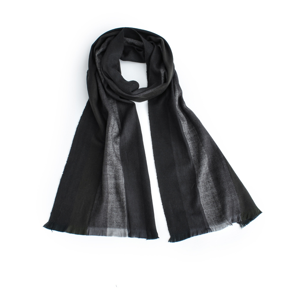 Fashion Dark Grey Contrast Vertical Stripes Cashmere Scarf,knitting Wool Scaves