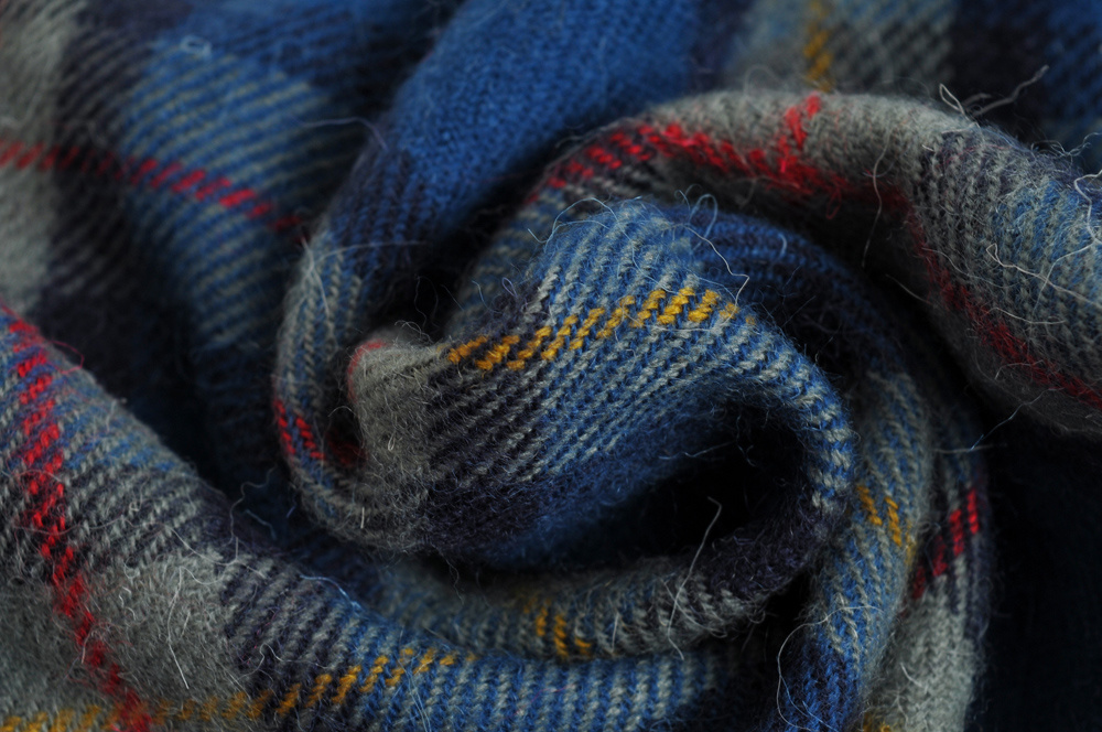 Fashion Blue Wool-blend Check Fringe Scarf,knitting Wool Scaves