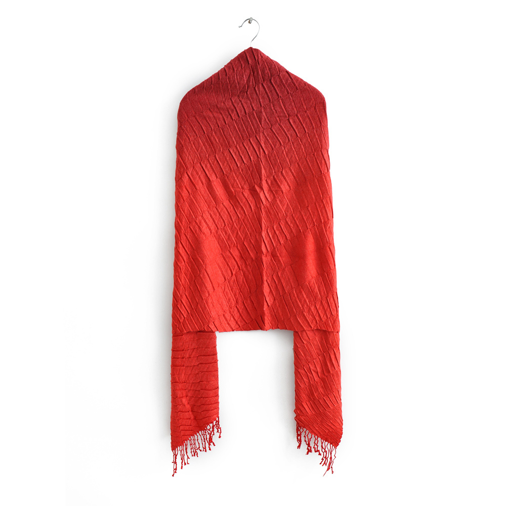 Fashion Red + Wine Red Gradient Gradient Crumpled Cashmere Fringed Scarf,knitting Wool Scaves