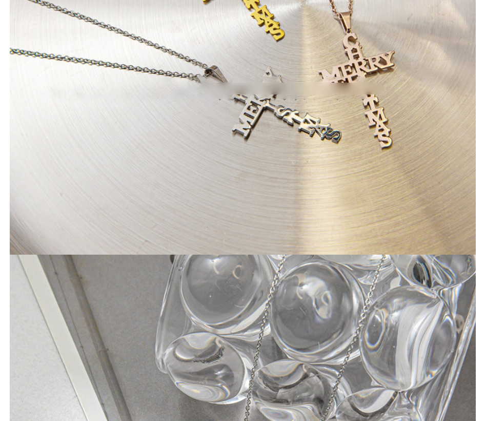 Fashion Steel Color Titanium Steel Letter Cross Necklace,Necklaces
