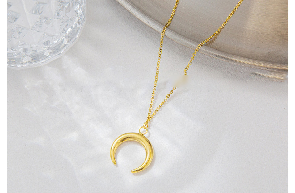 Fashion Gold Titanium Steel Horn Necklace,Necklaces
