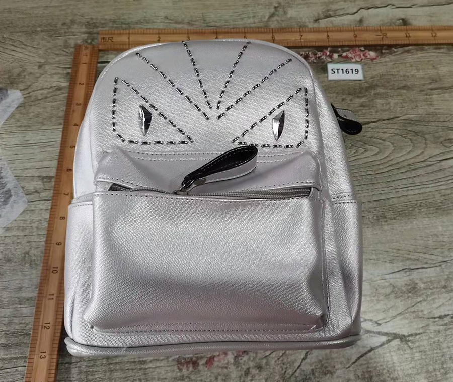 Fashion Grey Pu Geometric Backpack,Backpack