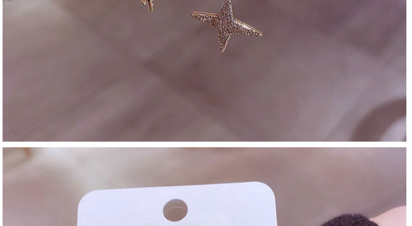 Fashion Gold Copper Inlaid Zirconium Four-pointed Star Stud Earrings,Earrings