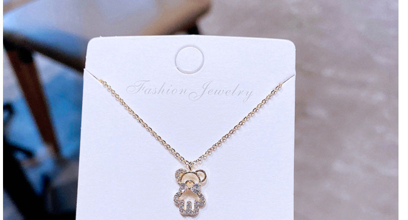 Fashion Gold Copper Inlaid Zirconium Bear Necklace,Earrings
