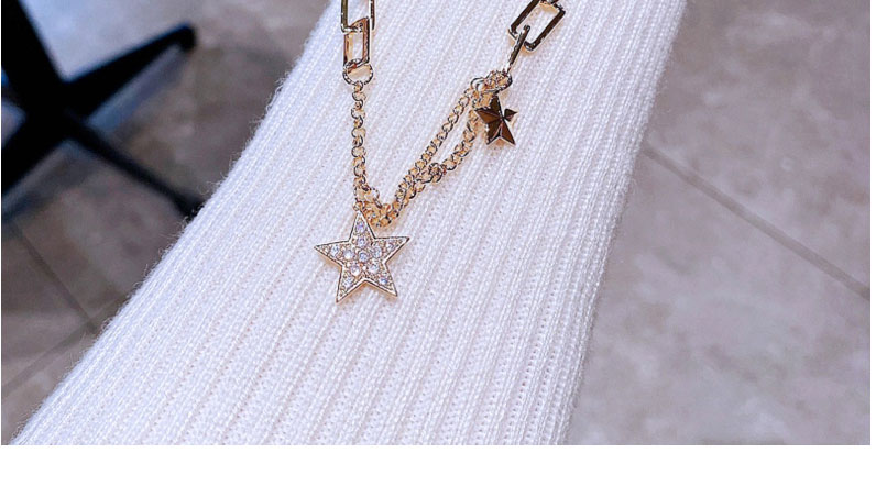 Fashion Gold Alloy Inlaid Zirconium Five-pointed Star Necklace,Pendants