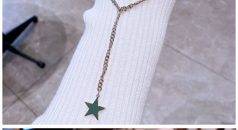 Fashion Gold Alloy Five-pointed Star Ot Buckle Double Necklace,Multi Strand Necklaces