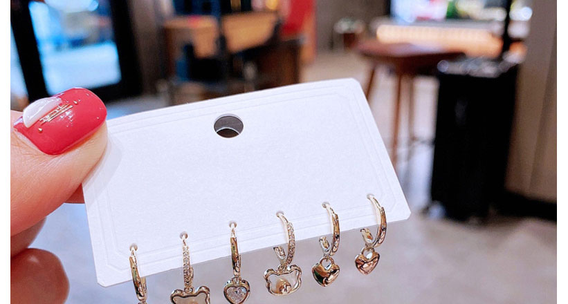 Fashion Gold Copper Inlaid Zirconium Bear Love Key Earring Set,Earring Set