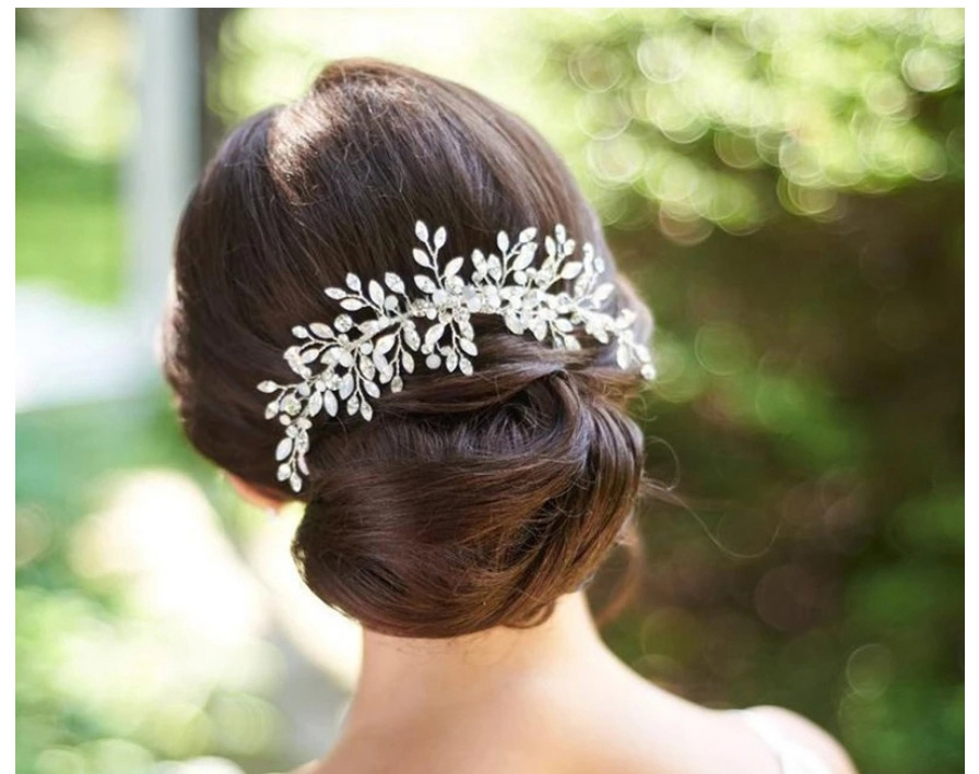 Fashion 9# Geometric Pearl Twisted Flower Braided Hair Comb,Bridal Headwear