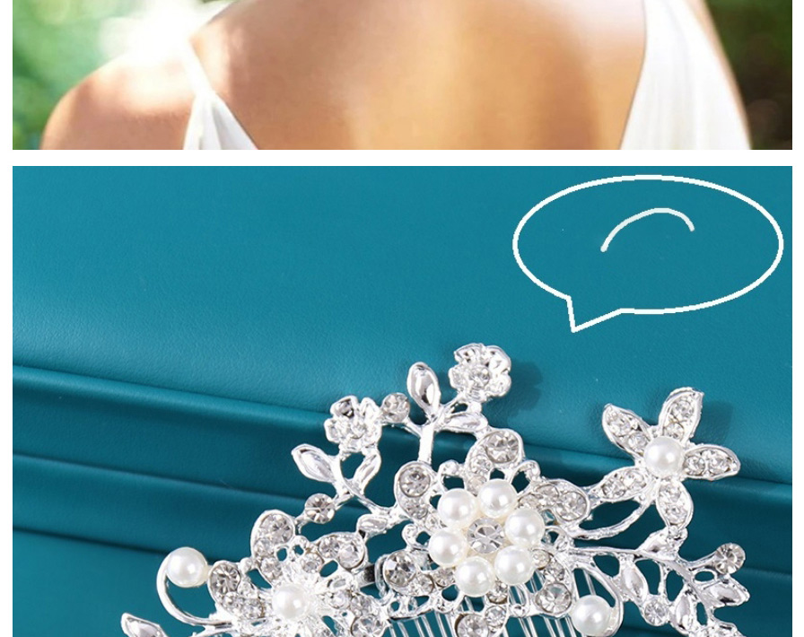 Fashion 5# Geometric Pearl Twisted Flower Braided Hair Comb,Bridal Headwear