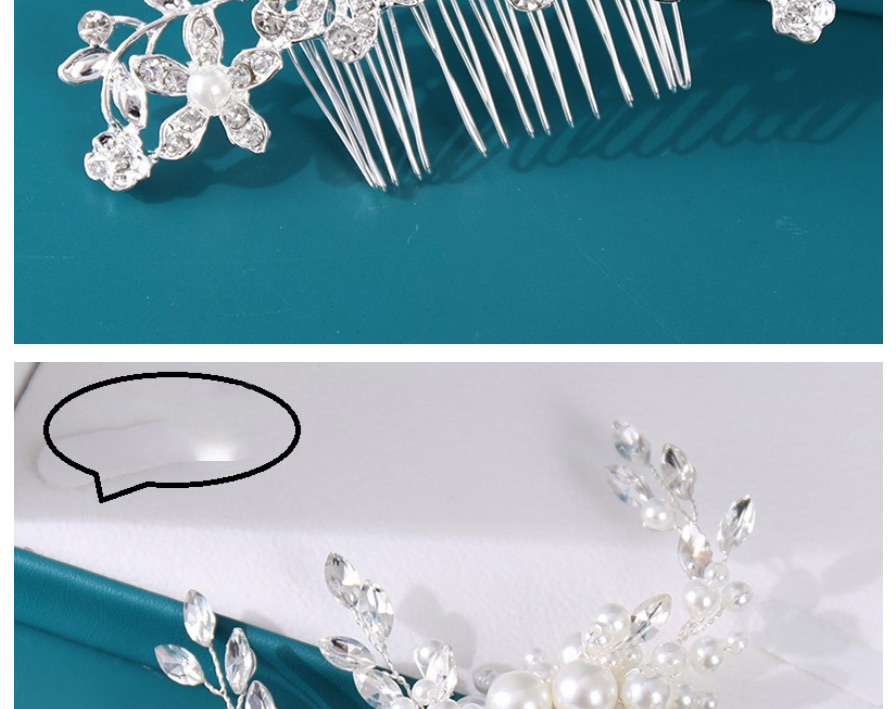 Fashion 4# Geometric Pearl Twisted Flower Braided Hair Comb,Bridal Headwear