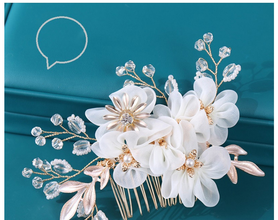 Fashion 15# Geometric Pearl Twisted Flower Braided Hair Comb,Bridal Headwear