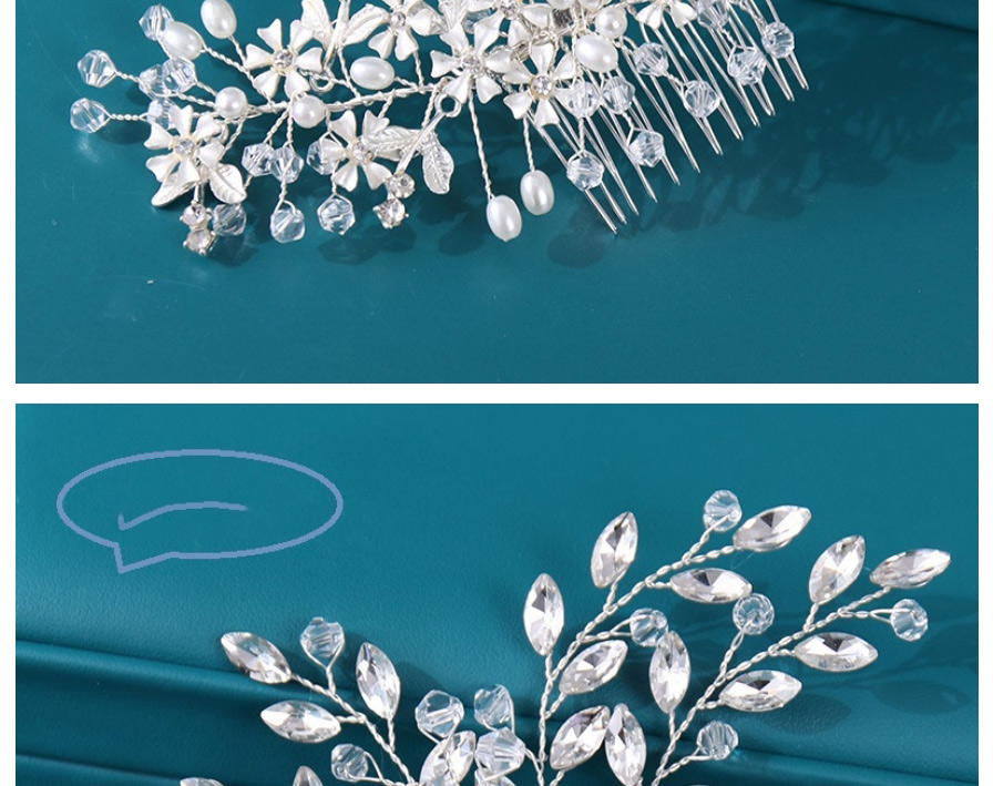 Fashion 9# Geometric Pearl Twisted Flower Braided Hair Comb,Bridal Headwear