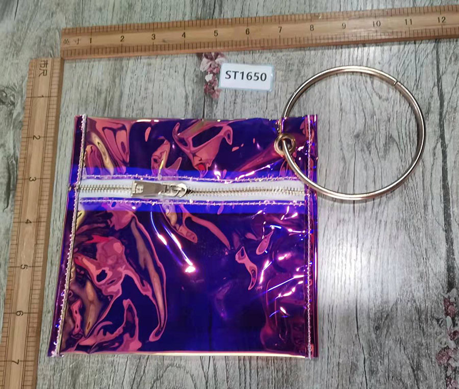 Fashion Purple Pvc Zipper Clutch,Handbags