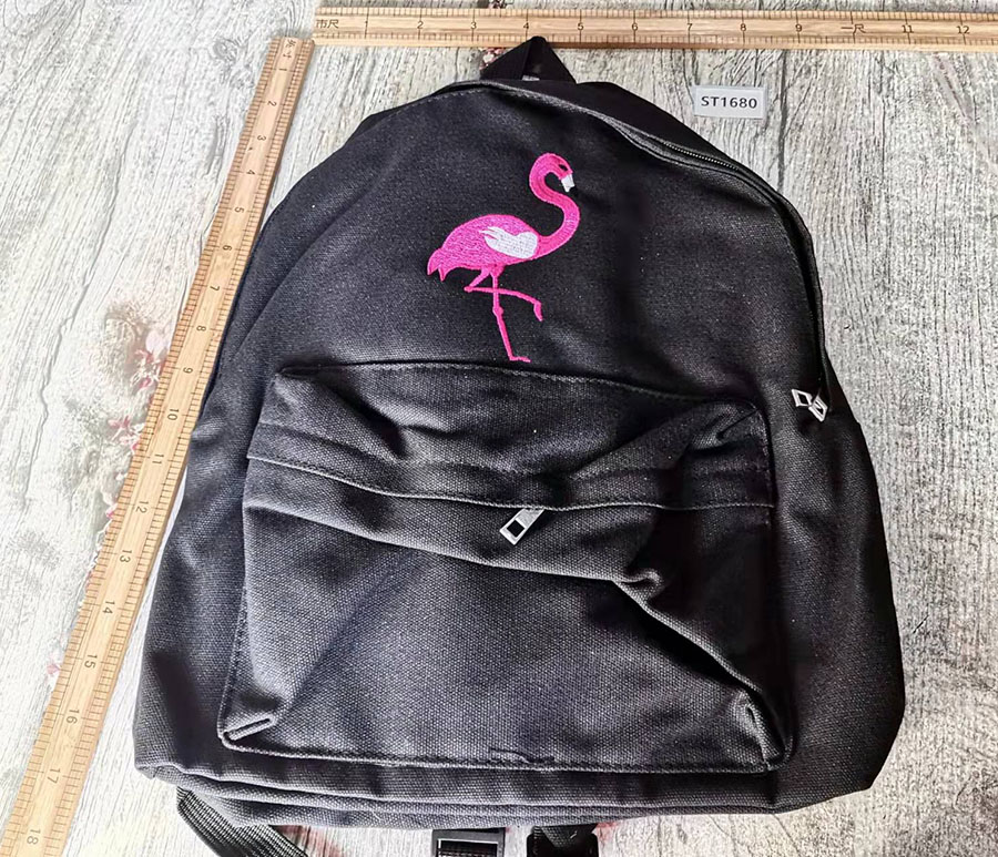 Fashion Black Pu Geometric Embroidered Large Capacity Backpack,Backpack