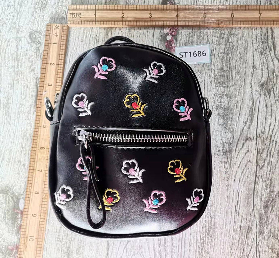 Fashion Black Pu Geometric Print Large Capacity Backpack,Backpack