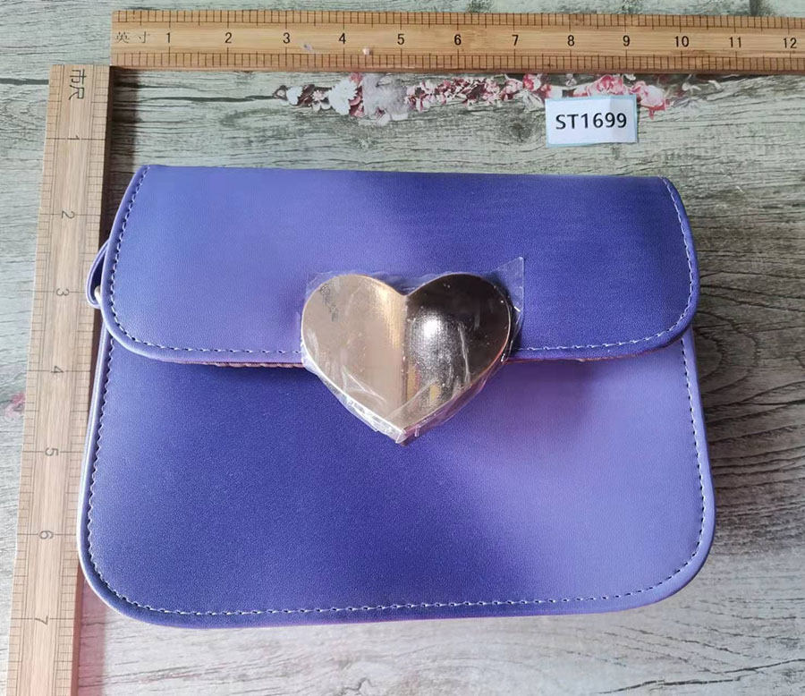 Fashion Purple Pu Heart Buckle Flap Crossbody Bag,Shoulder bags