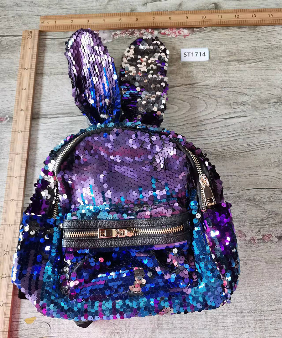Fashion Color Sequin Rabbit Ears Large Capacity Backpack,Backpack