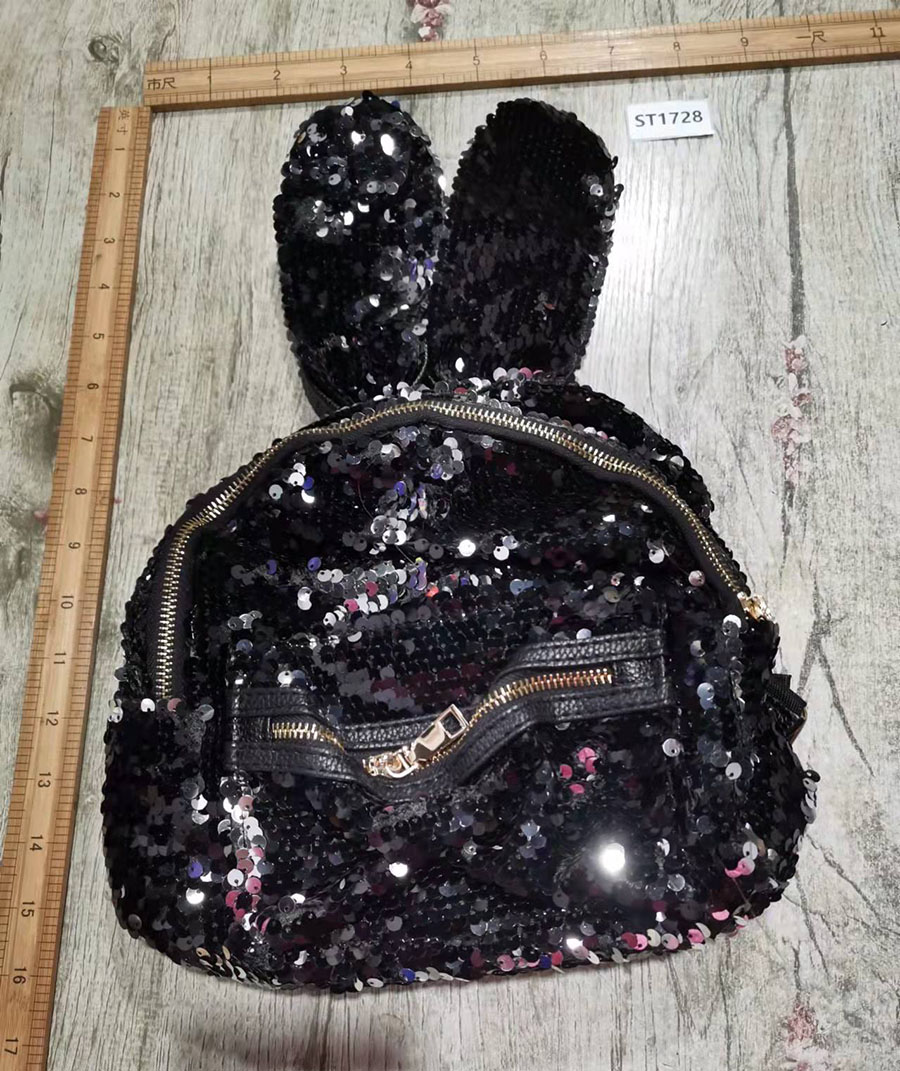 Fashion Black Sequin Rabbit Ears Large Capacity Backpack,Backpack