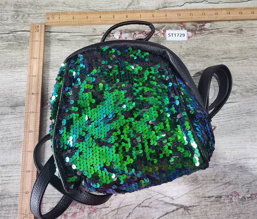 Fashion Green Sequined Bulky Backpack,Backpack