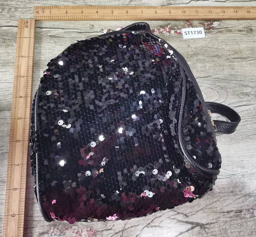 Fashion Black Sequined Bulky Backpack,Backpack