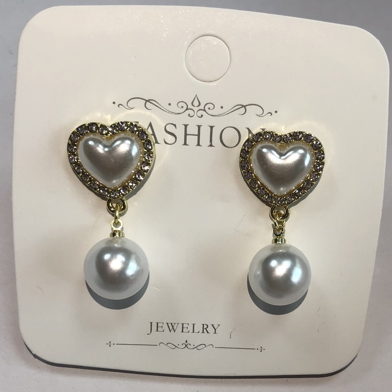 Fashion White Alloy Diamond Love Pearl Stud Earrings,Stud Earrings