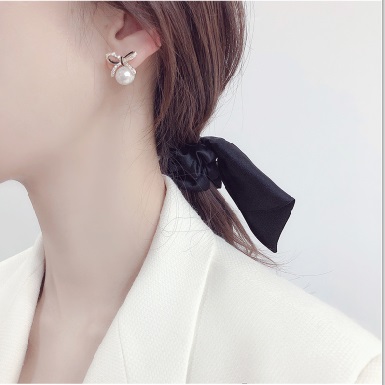Fashion White Alloy Diamond Bowknot Ball Stud Earrings,Stud Earrings