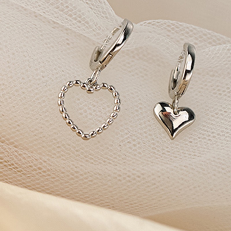 Fashion Silver Alloy Heart Asymmetric Earrings,Hoop Earrings