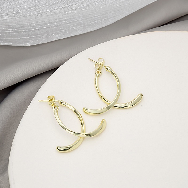 Fashion Gold Alloy Geometric Cross Line Earrings,Stud Earrings