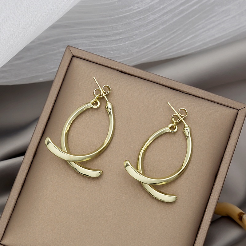 Fashion Gold Alloy Geometric Cross Line Earrings,Stud Earrings