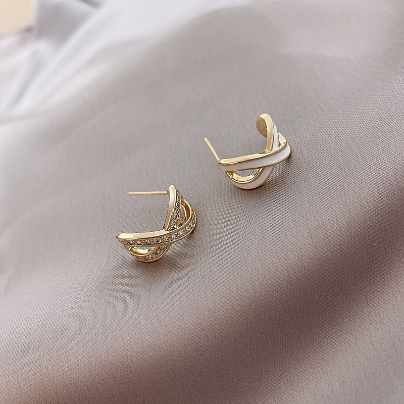Fashion Gold Alloy Diamond Cross Stud Earrings,Stud Earrings
