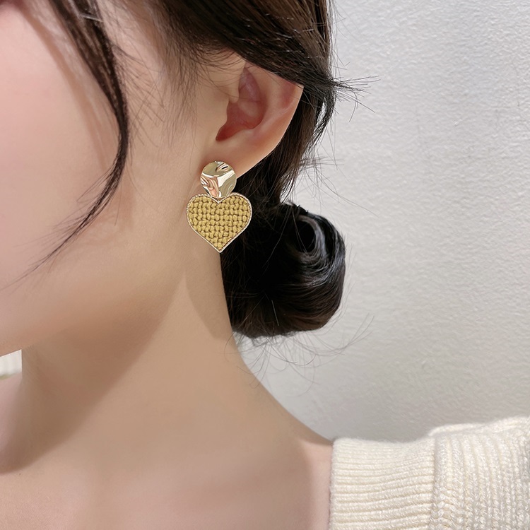 Fashion Yellow Alloy Heart Ear Studs,Stud Earrings