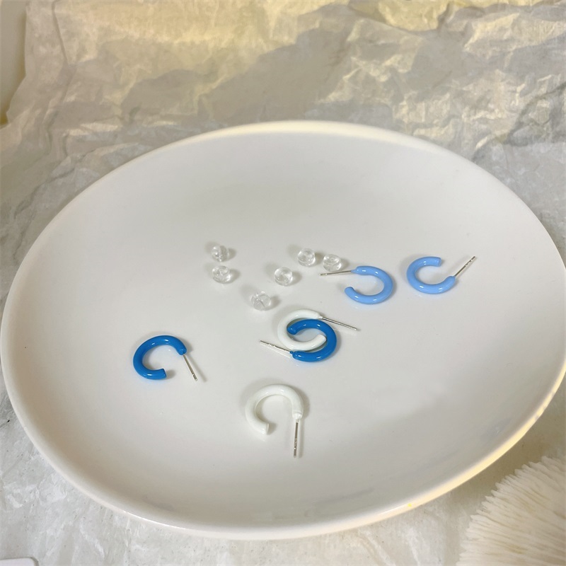 Fashion Blue Alloy Geometric Round Ear Ring Set,Jewelry Sets