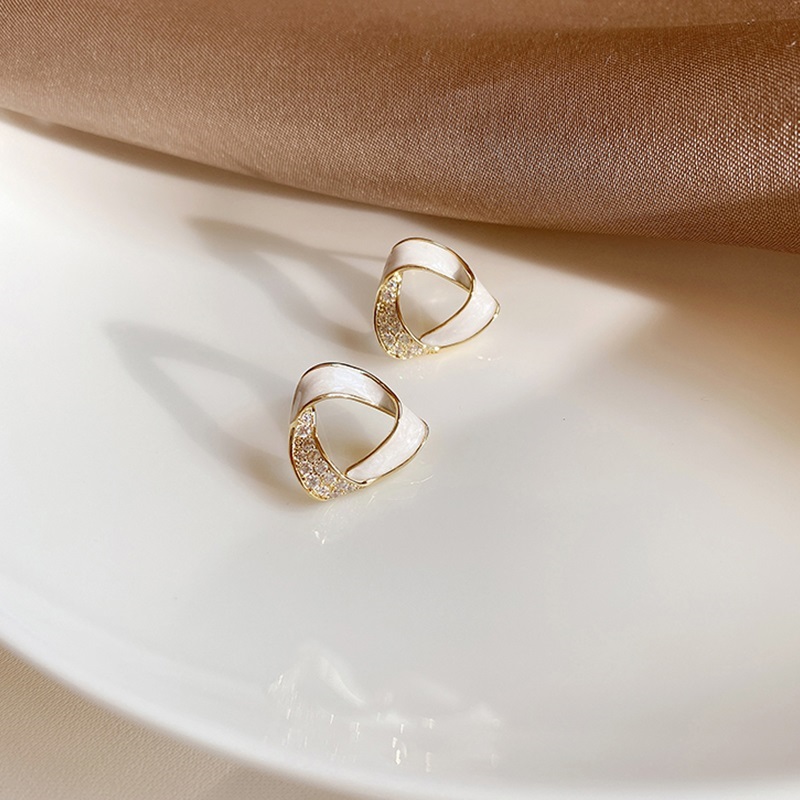 Fashion White Alloy Diamond Geometric Triangle Stud Earrings,Stud Earrings