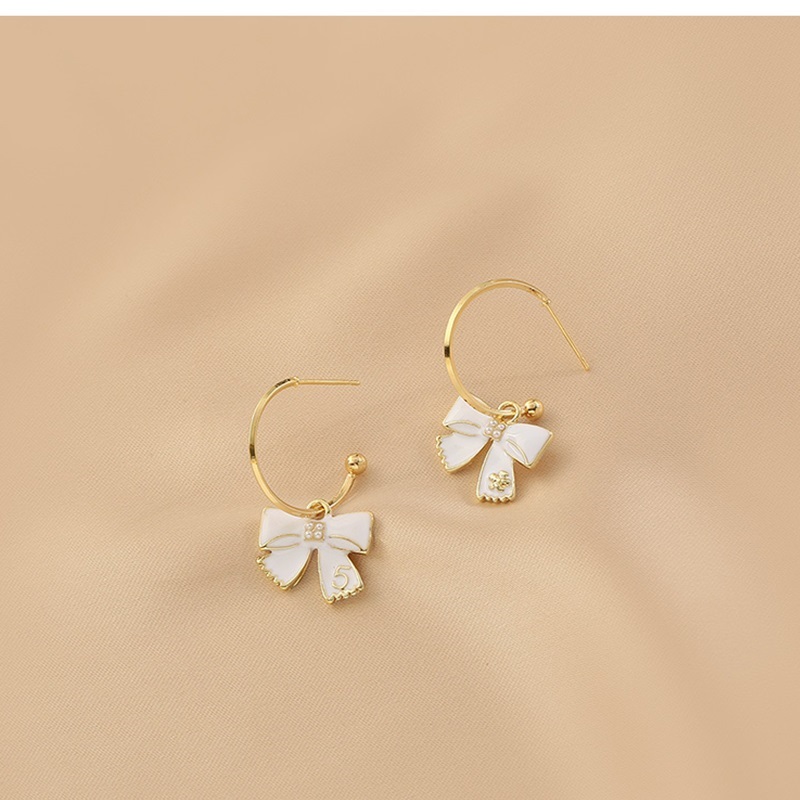 Fashion Gold Alloy Bow Earrings,Hoop Earrings