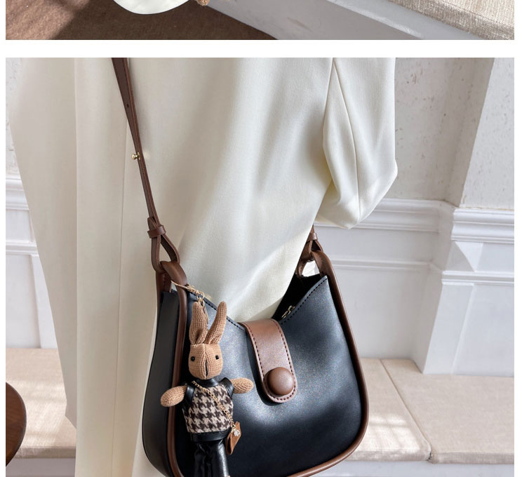 Fashion Brown + Pendant Pu Large Capacity Messenger Bag,Shoulder bags