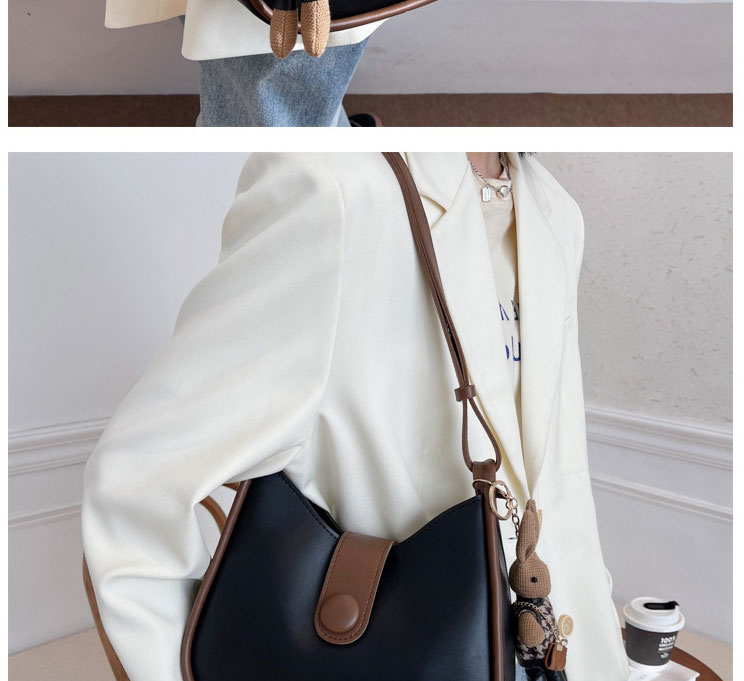 Fashion Black + Pendant Pu Large Capacity Messenger Bag,Shoulder bags