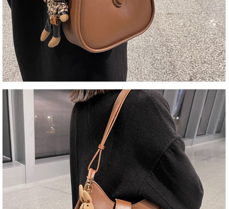Fashion Khaki + Pendant Pu Large Capacity Messenger Bag,Shoulder bags