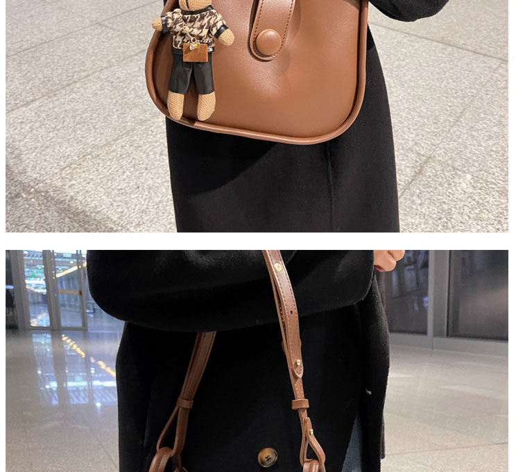 Fashion Black + Pendant Pu Large Capacity Messenger Bag,Shoulder bags