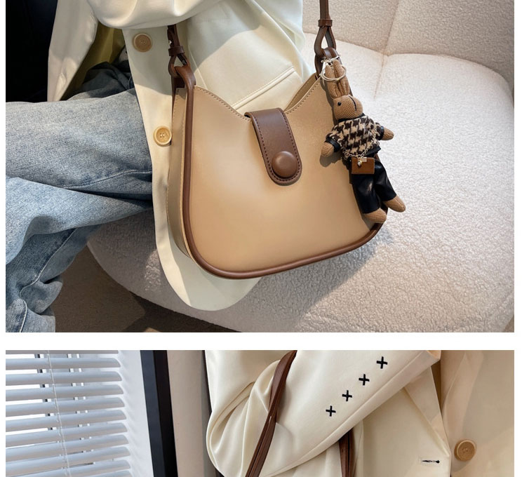 Fashion Khaki + Pendant Pu Large Capacity Messenger Bag,Shoulder bags