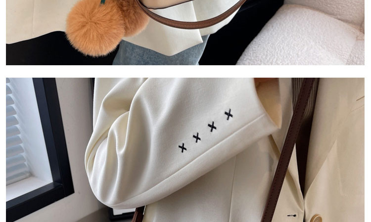 Fashion Khaki + Pendant Pu Large-capacity Contrast Color Crossbody Bag,Shoulder bags