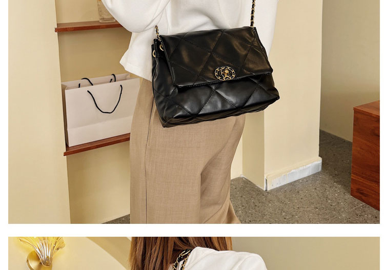 Fashion Black Large Capacity Crossbody Bag With Rhombus Flap,Shoulder bags