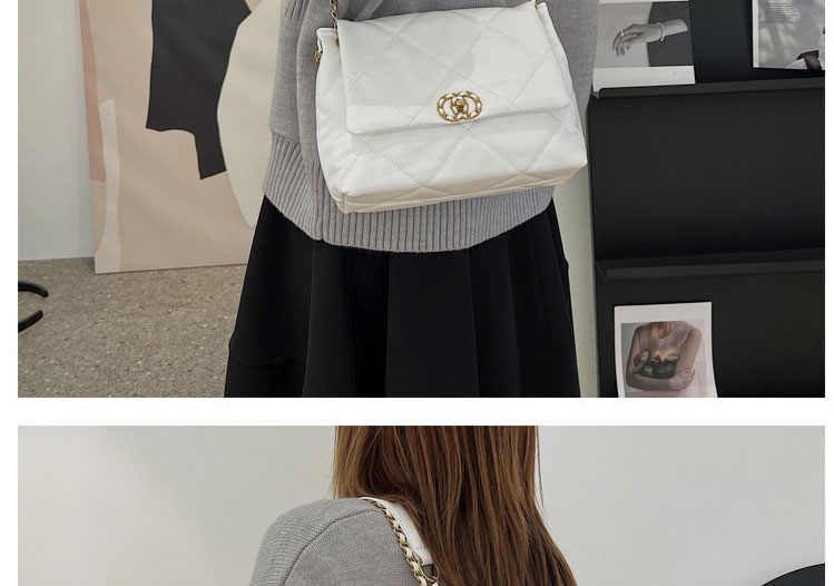 Fashion White Large Capacity Crossbody Bag With Rhombus Flap,Shoulder bags