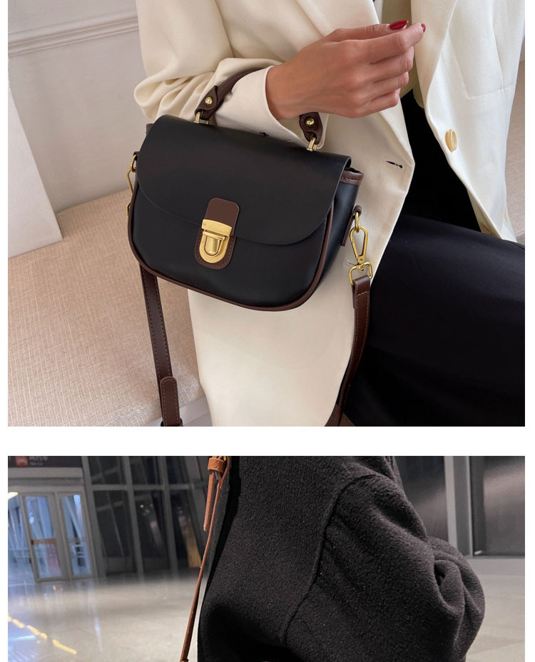 Fashion Coffee Color Pu Color-blocking Crossbody Bag,Shoulder bags