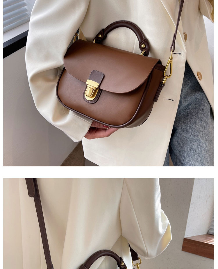 Fashion Coffee Color Pu Color-blocking Crossbody Bag,Shoulder bags