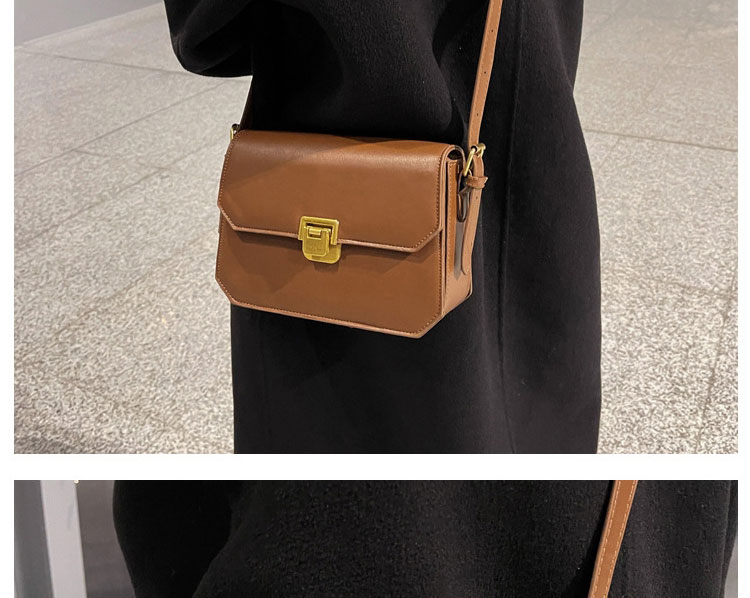 Fashion Dark Brown Pu Buckle Flap Crossbody Bag,Shoulder bags