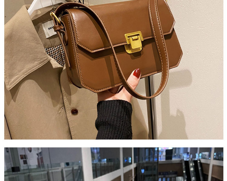 Fashion Dark Brown Pu Buckle Flap Crossbody Bag,Shoulder bags