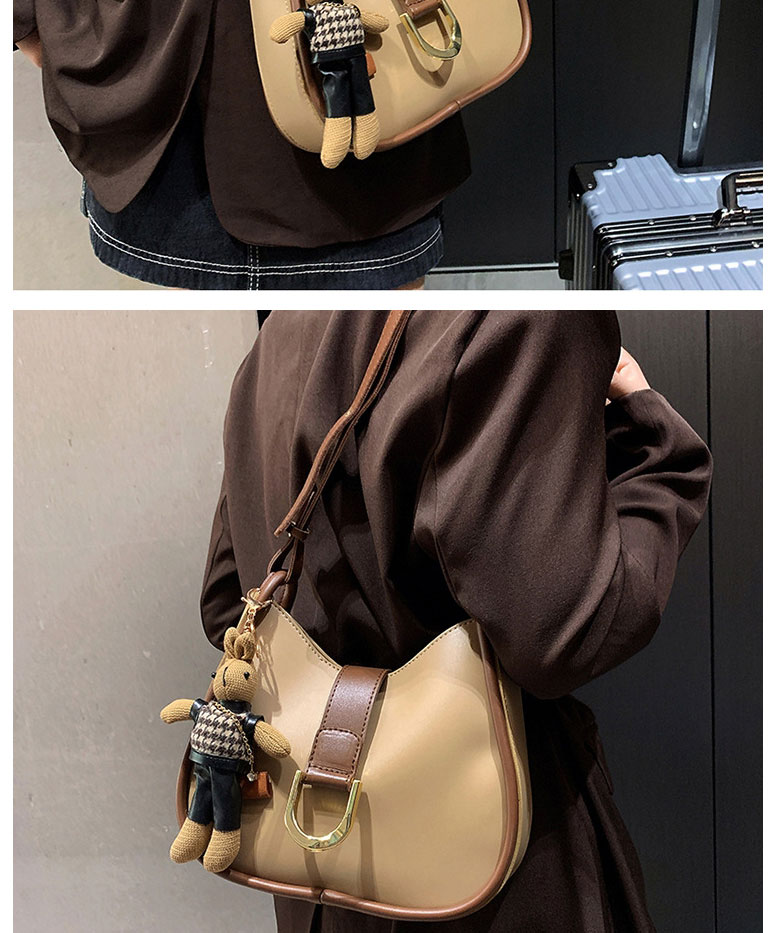 Fashion Brown + Pendant Pu Large Capacity Bucket Bag,Shoulder bags