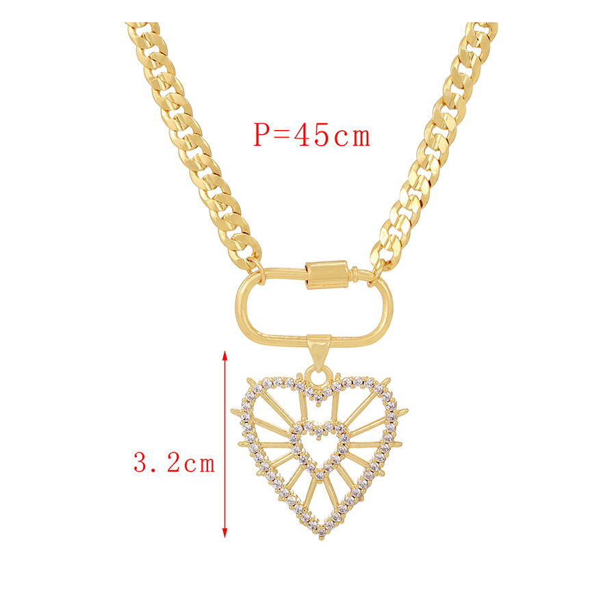 Fashion Red Copper Inlaid Zirconium Thick Chain Love Heart Eye Letters Paper Clip Necklace,Necklaces